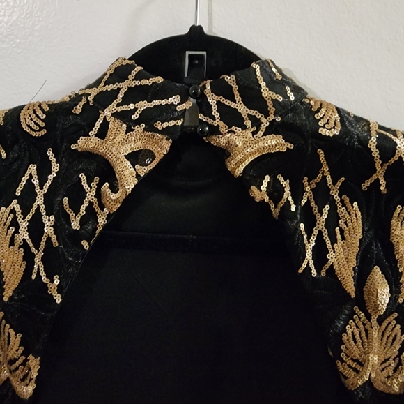 Banjul Black & Gold Mini Squence Dress Sz M - Picture 3 of 12